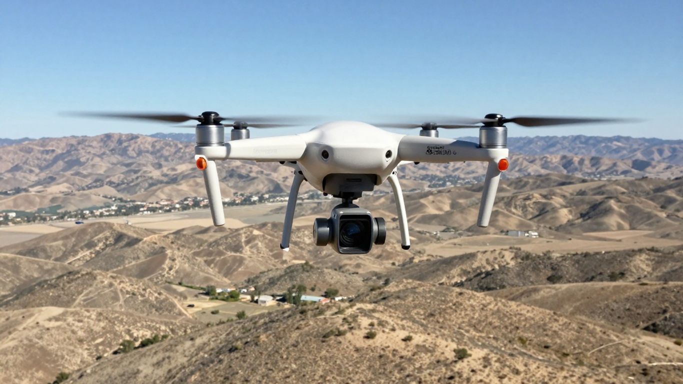 Drone mapping California landscape with advanced technology.
