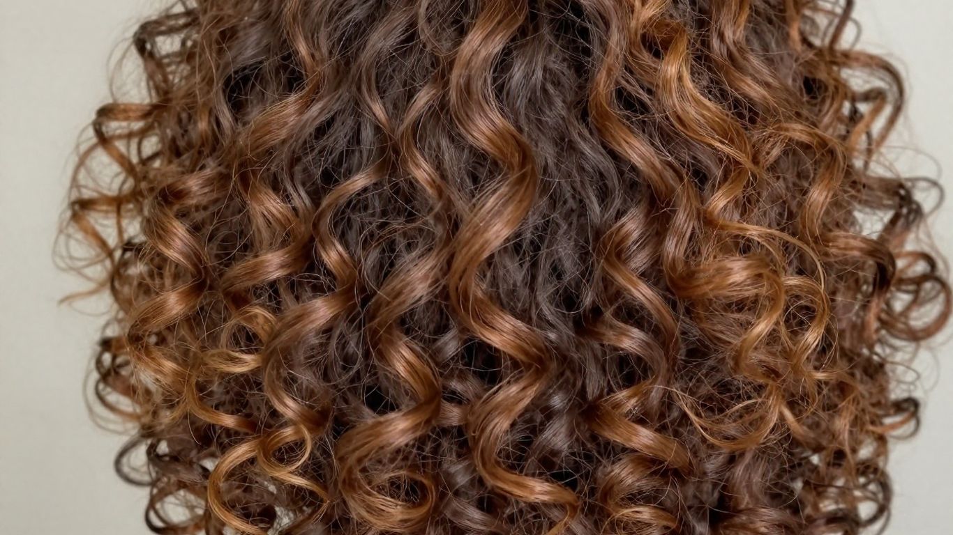 Woman with healthy, defined, bouncy curly hair.