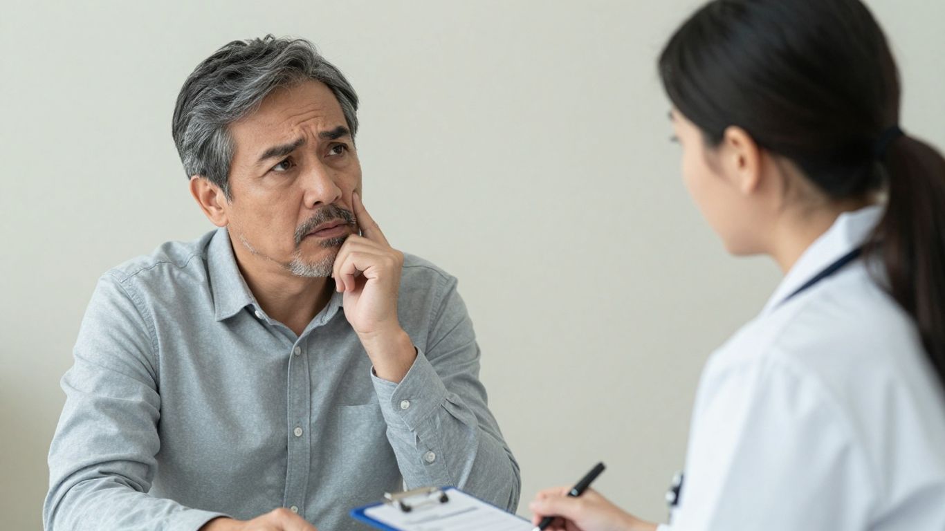 Man talking to doctor about low testosterone