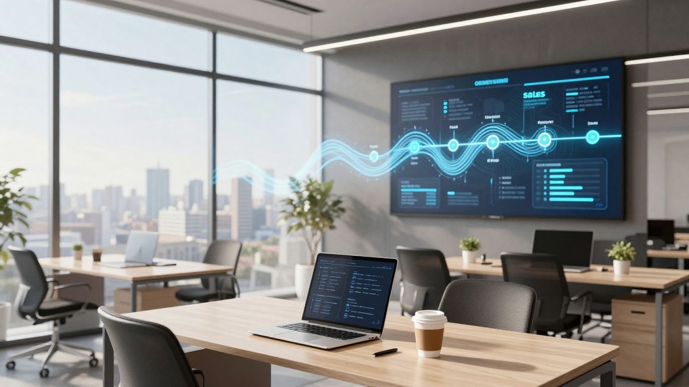 Automated sales pipeline visualization in an Australian office setting.
