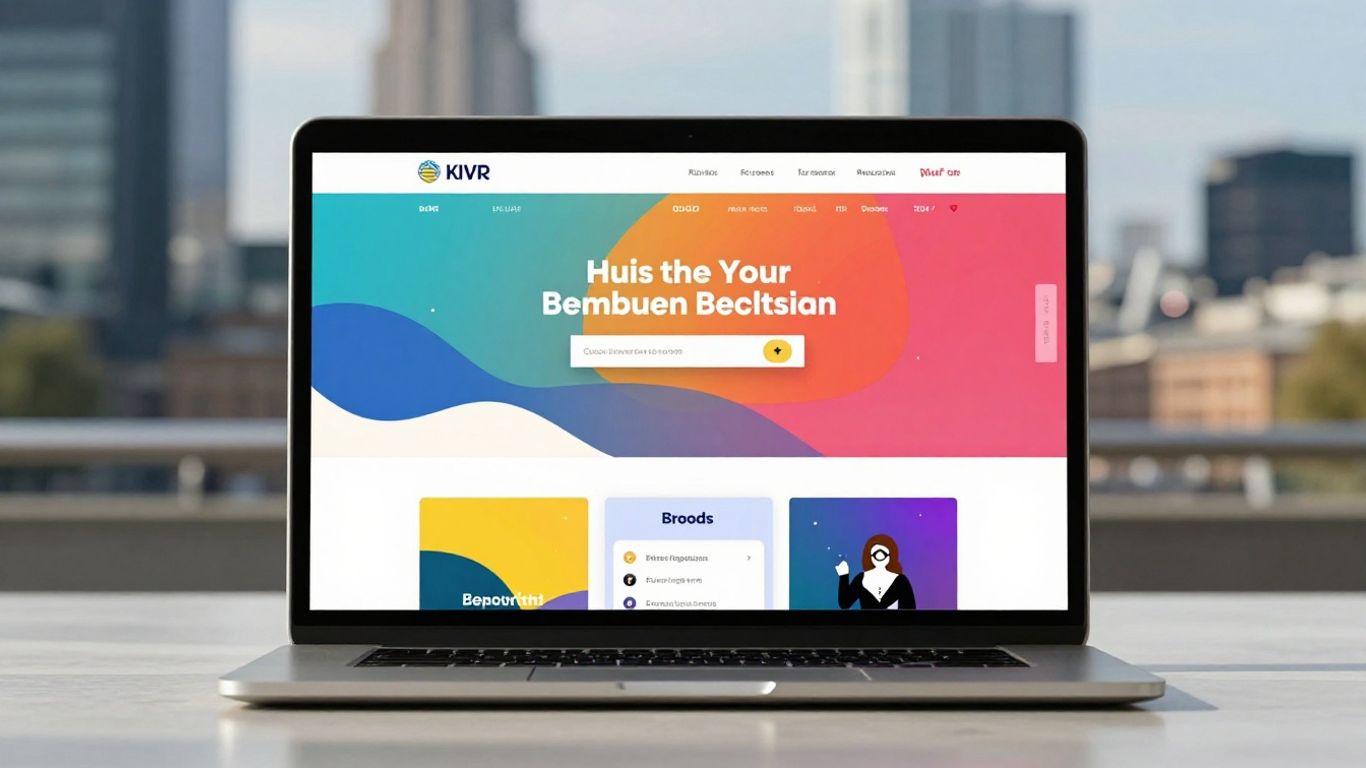 Modern website design on a laptop screen.