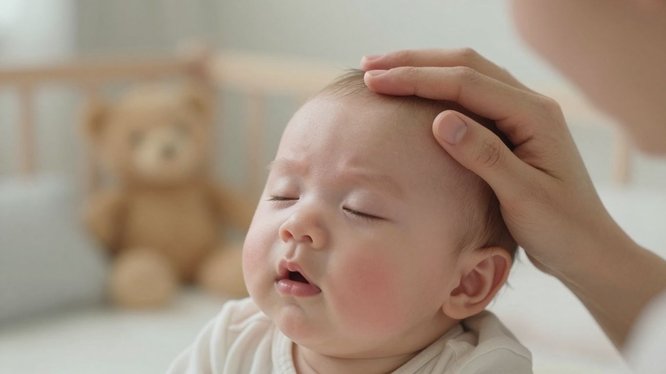 Bebé con febrícula siendo cuidado por sus padres.
