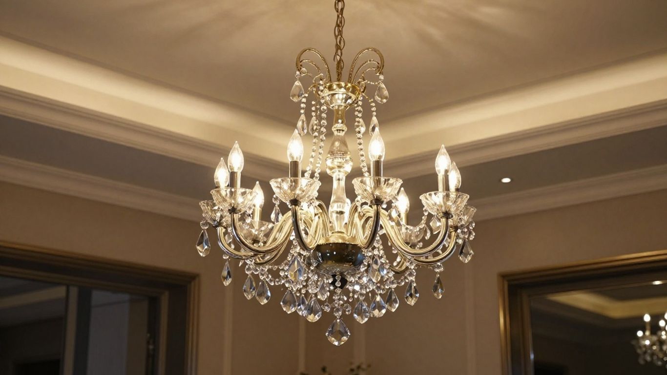 Elegant 6-light chandelier in a stylish room.