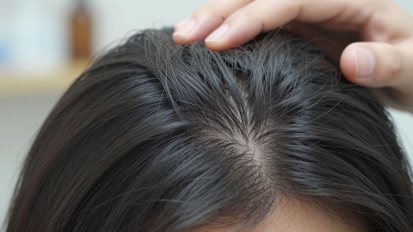 Scalp with healthy hair follicles, close-up view.