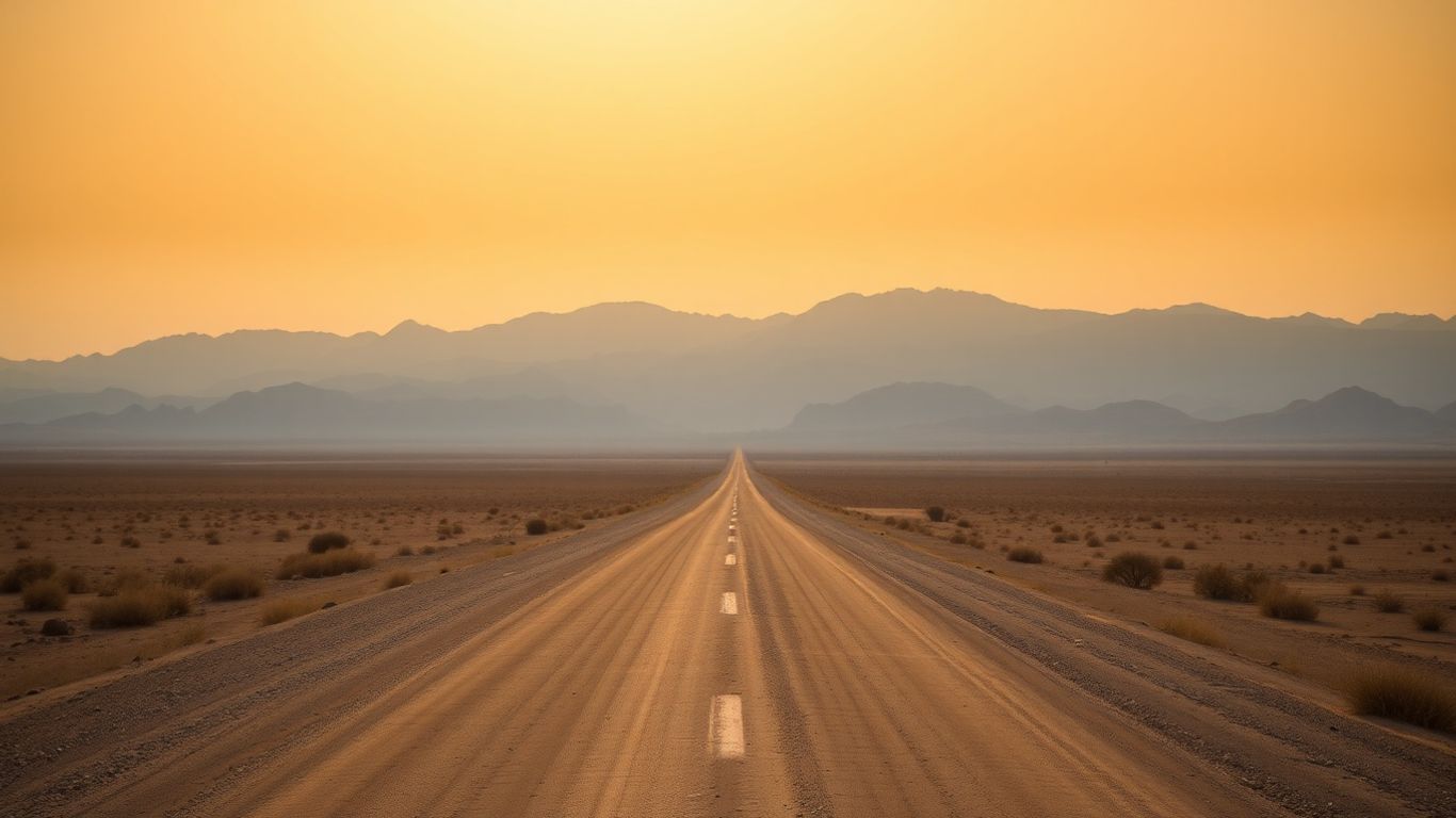 Desert landscape road trip