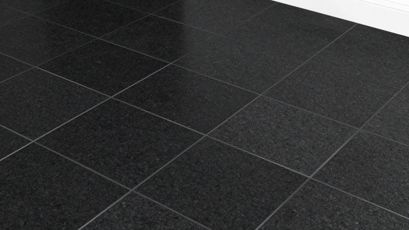 Boceto de baldosas de granito negro en una habitación