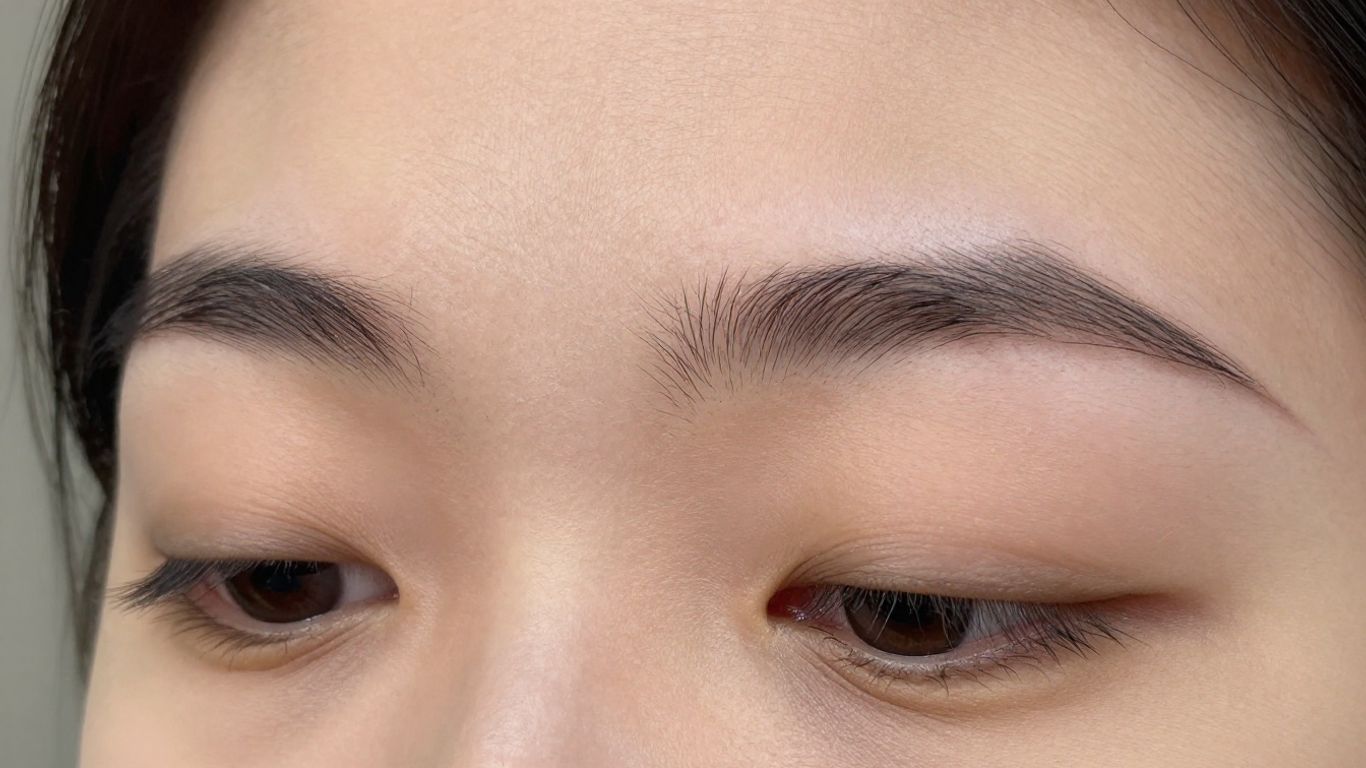 Eyebrow growth comparison: sparse vs. thicker brows.