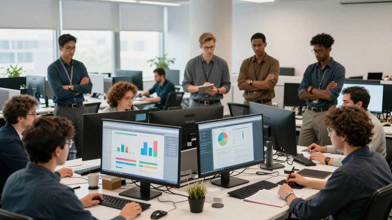 Team reviewing revenue performance data