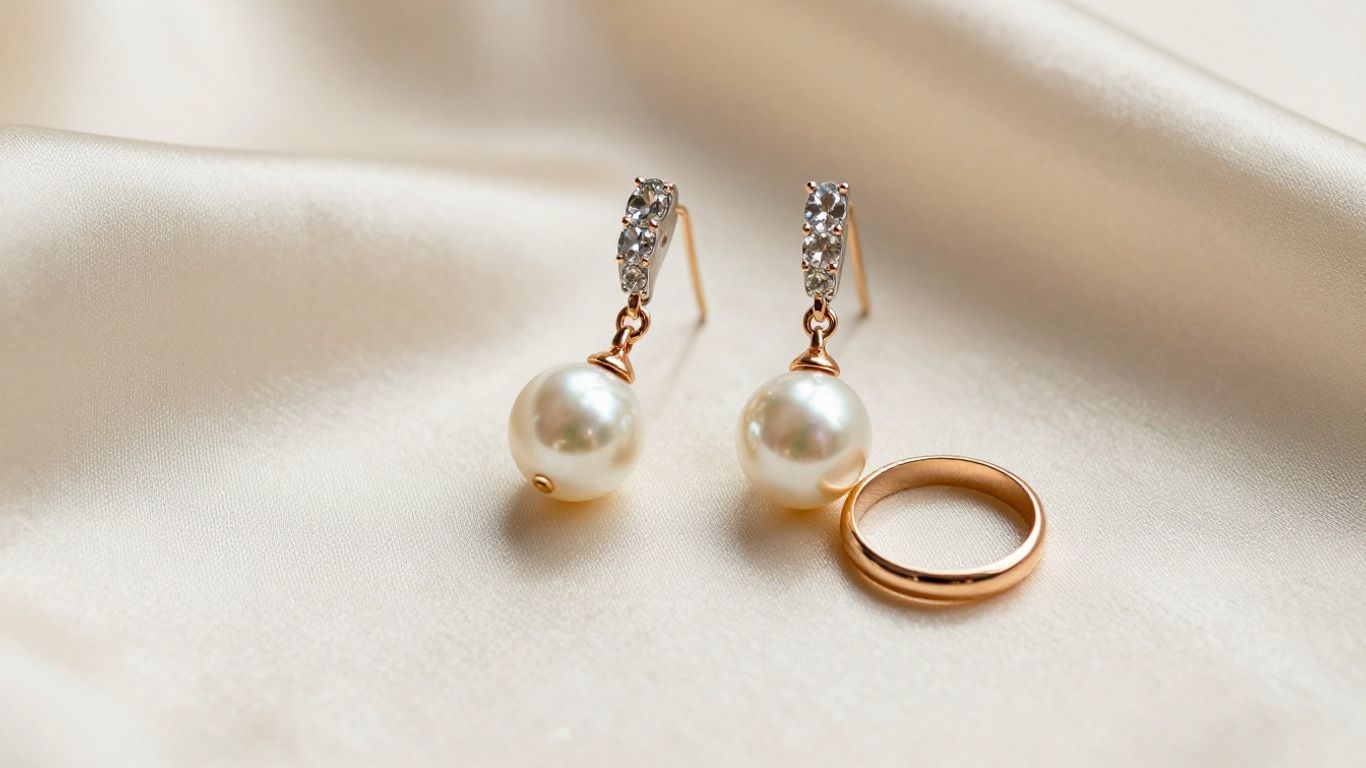 Bridal earrings in gold silver and pearls