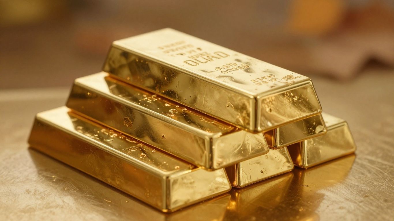 金條堆疊在溫暖的燈光下，營造出當季的氛圍