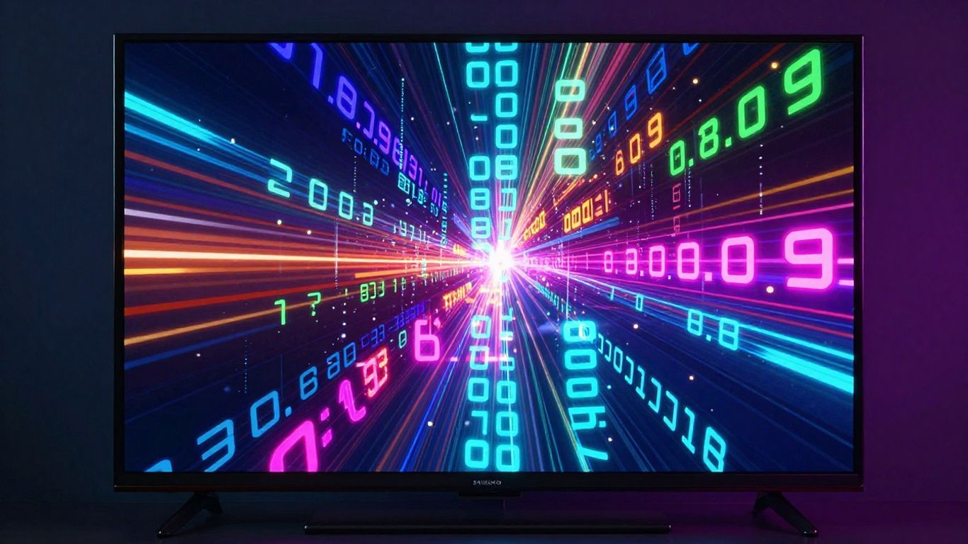 HD TV screen with glowing free IPTV codes.
