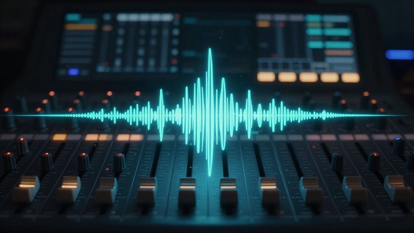Mixing console with sound waves