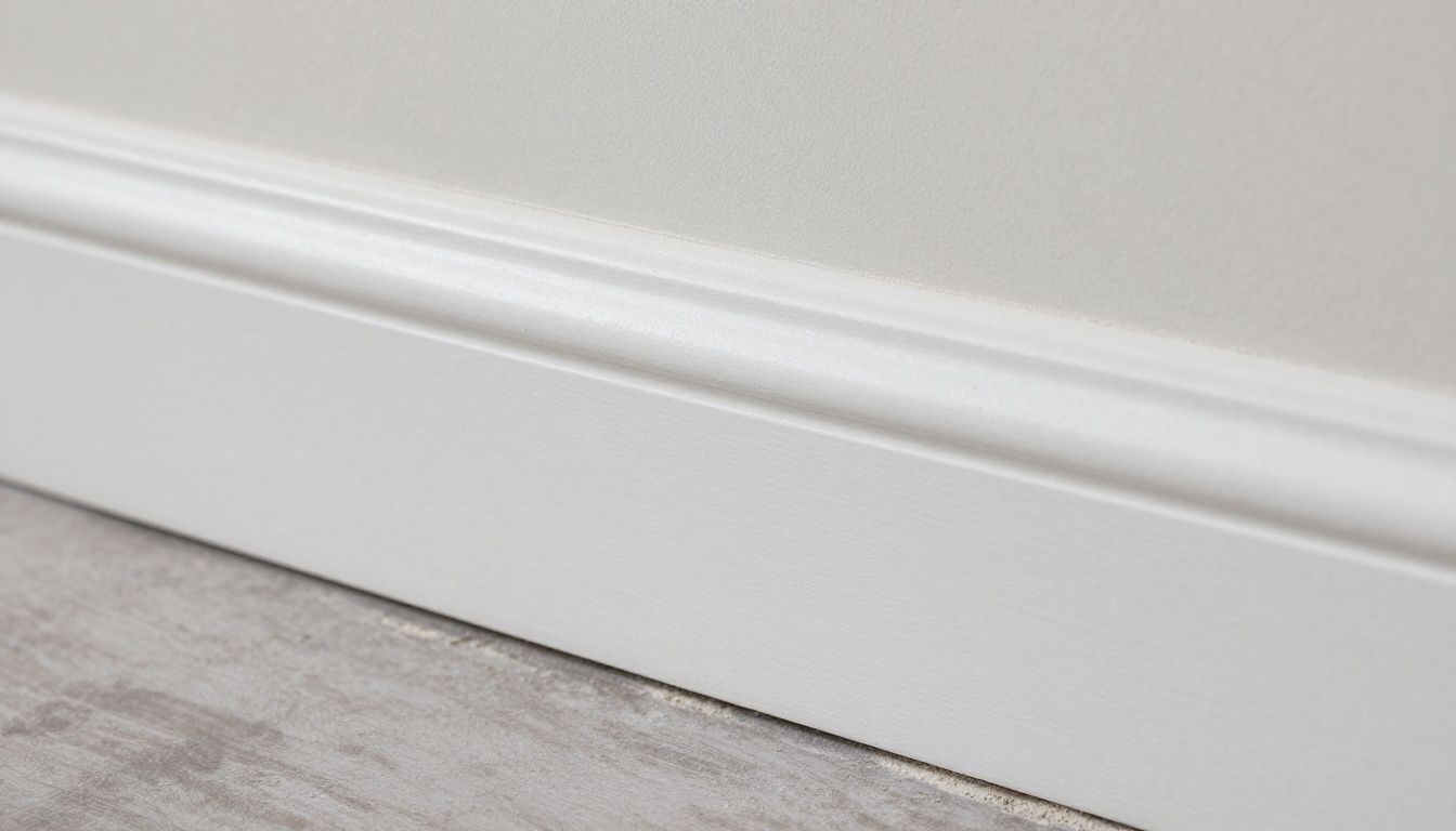 Clean white baseboard after professional cleaning.