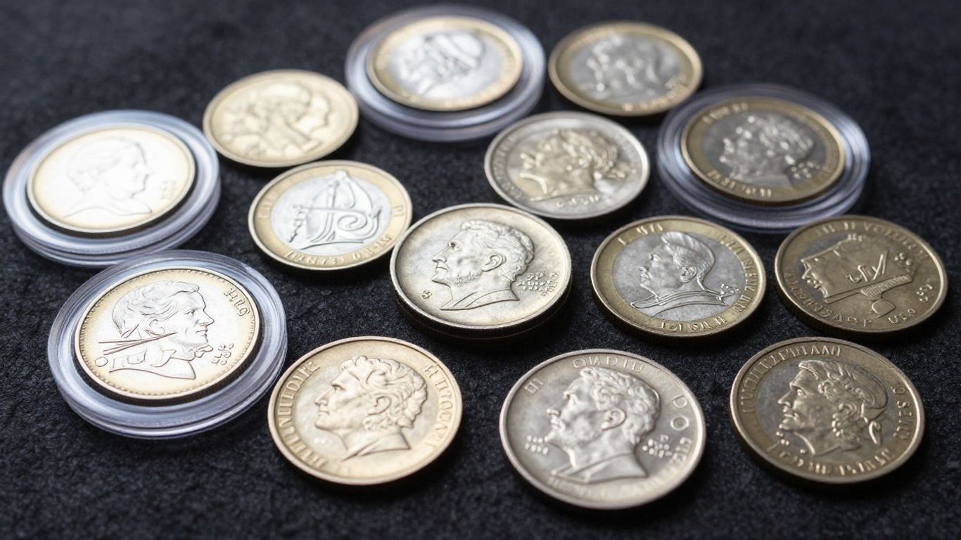 Collection of graded coins in protective slabs.