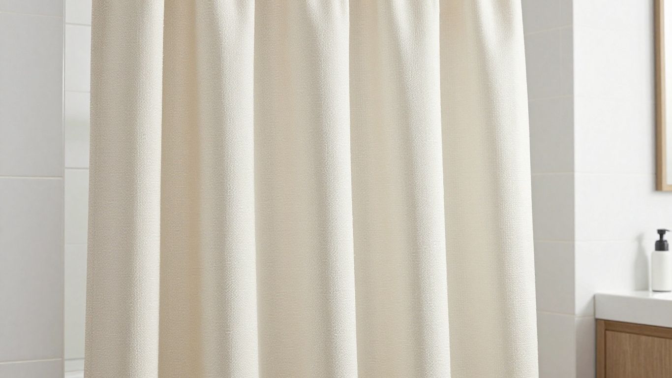 Mold-resistant shower curtain in a modern bathroom.
