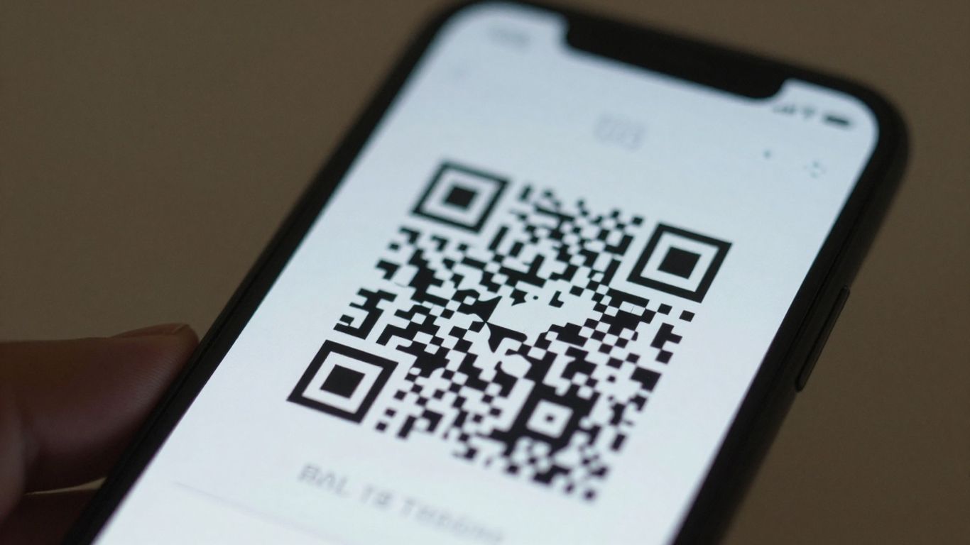 Smartphone displaying a Wi-Fi QR code.