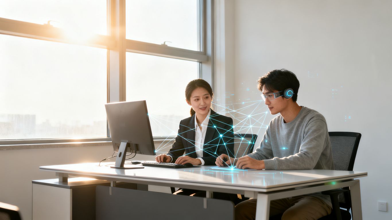 IT professionals collaborating on technology solutions.