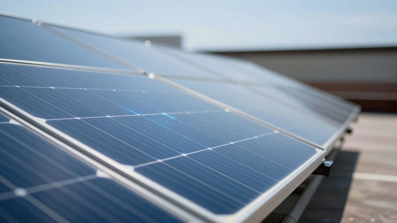 Painel solar Beem com luz azul subtil.