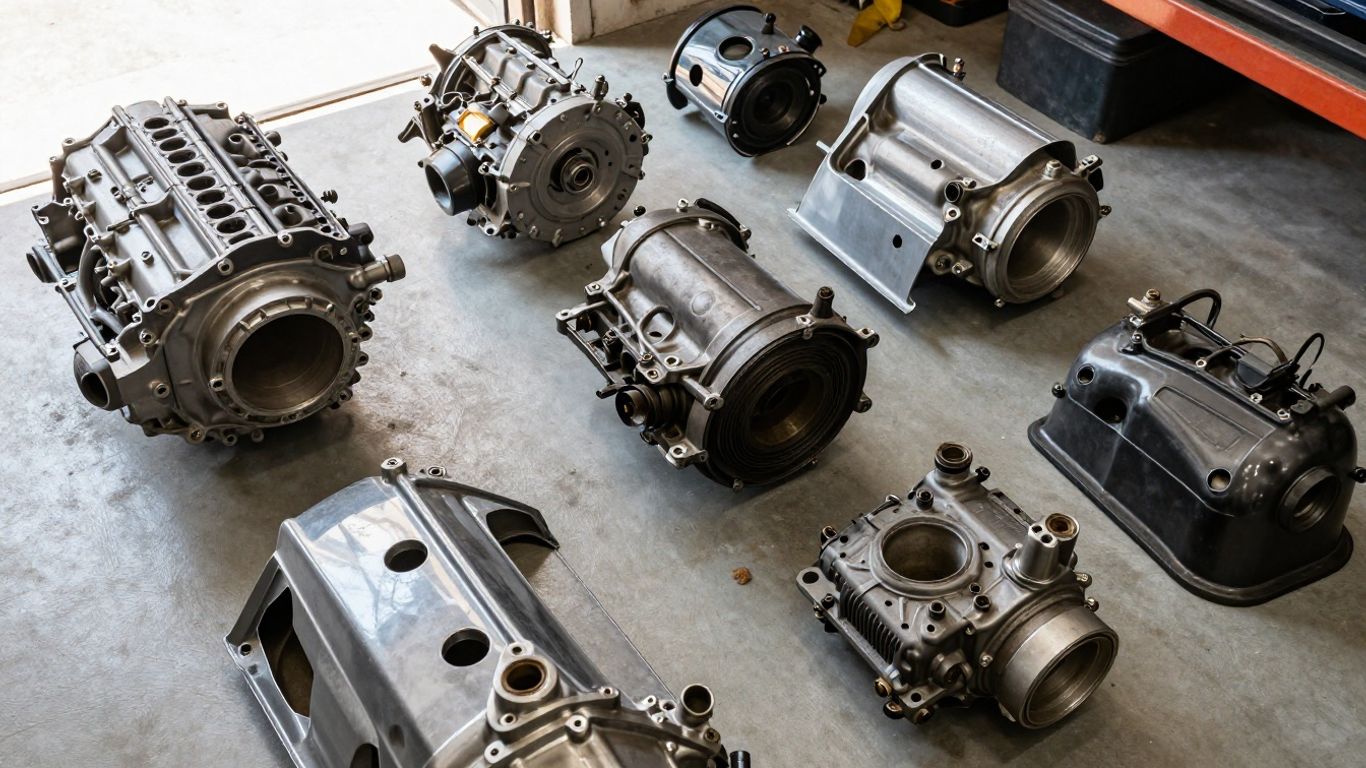Honda car parts in a workshop