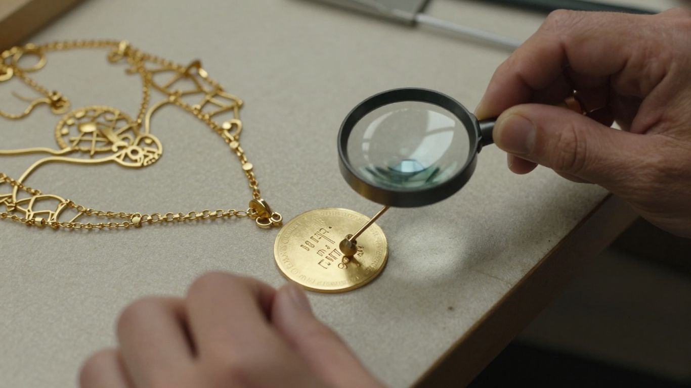 Examining a gold hallmark stamp
