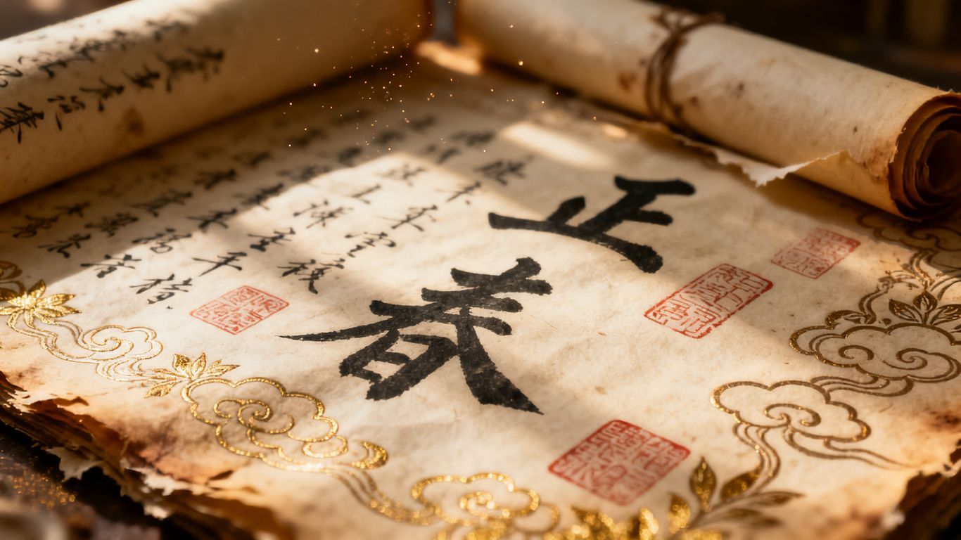 命書術語解釋：古老卷軸與書法