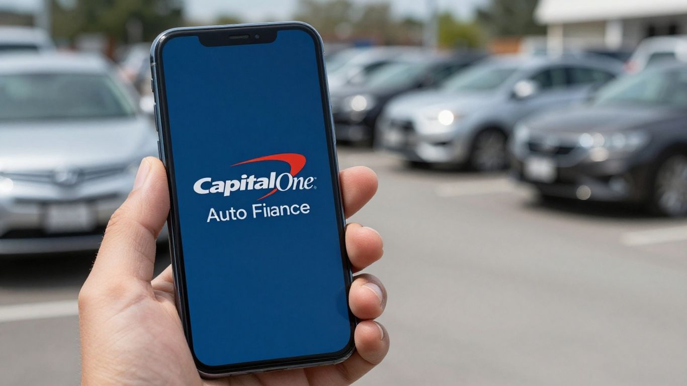 Capital One Auto Finance contact information on a smartphone screen.