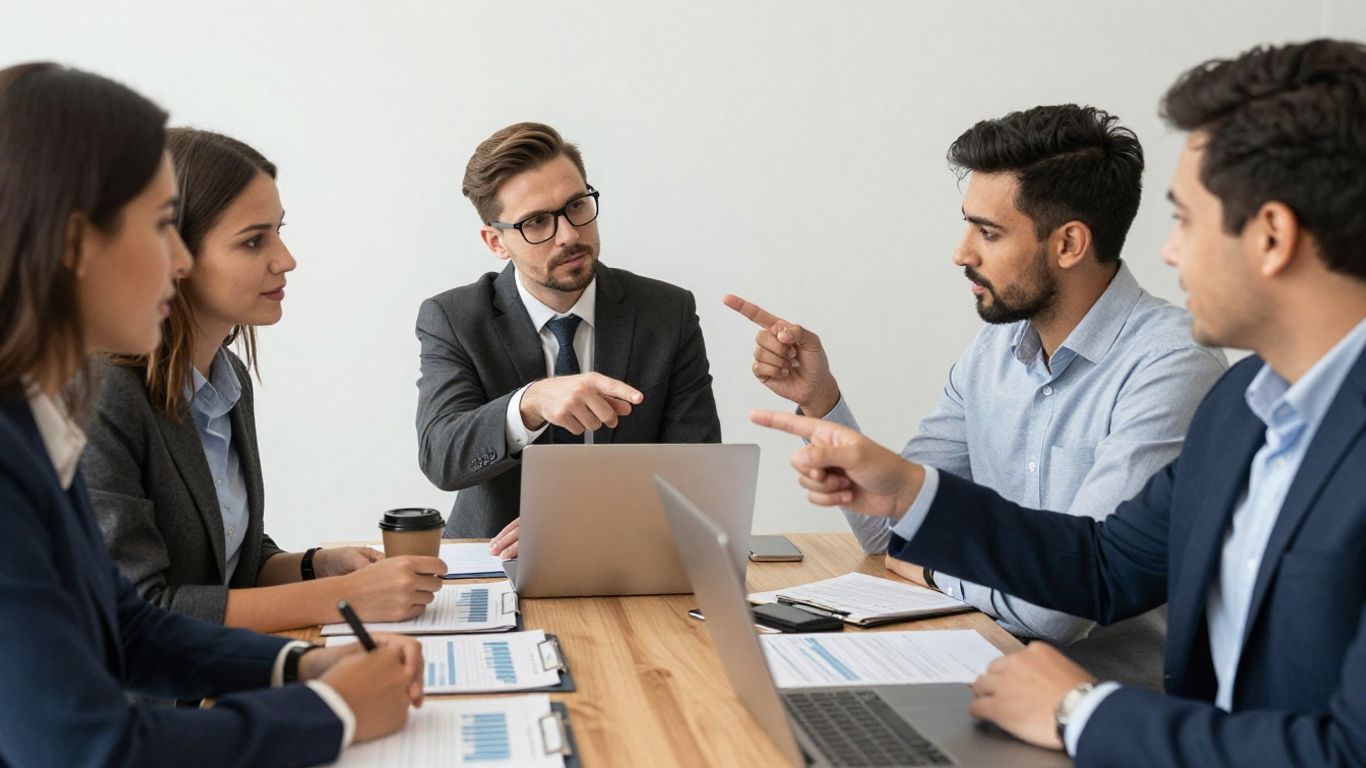 Sales team strategizing for product growth and sales increase.