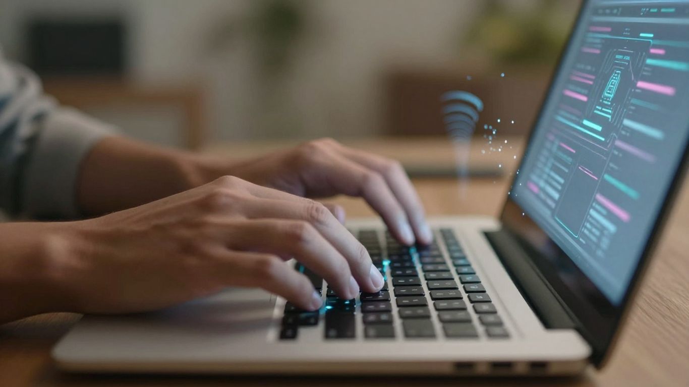 Personne tapant sur un clavier d'ordinateur portable