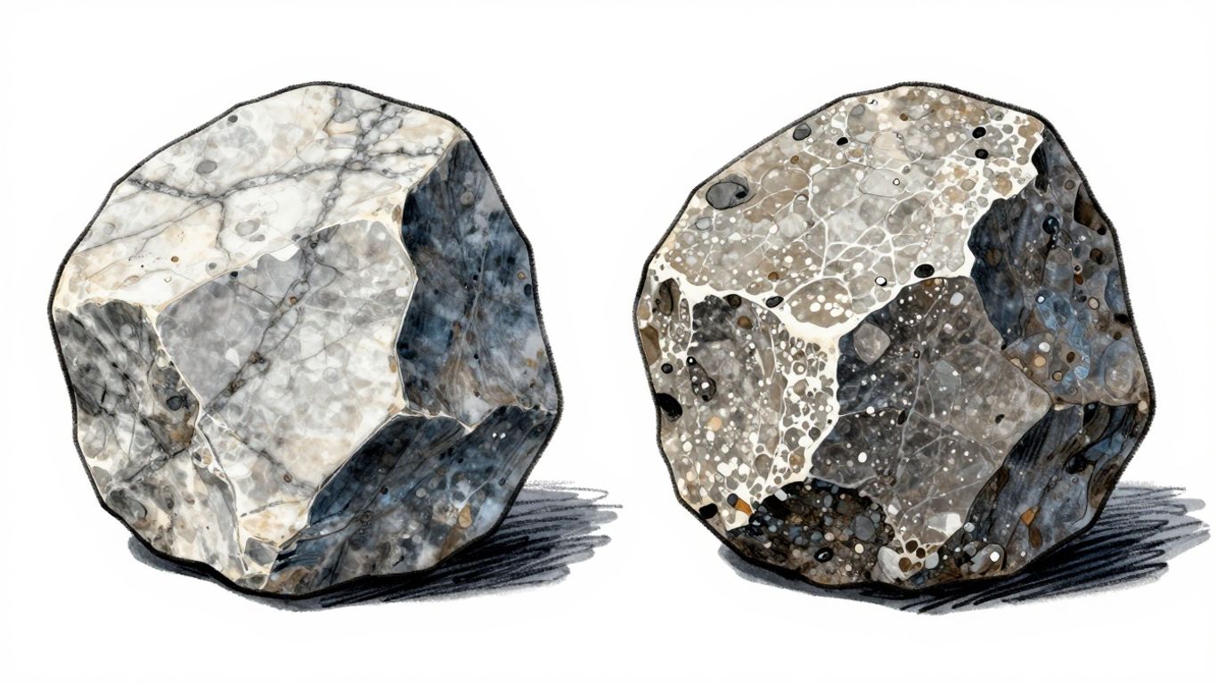 Dolomite vs. Marble stone comparison sketch