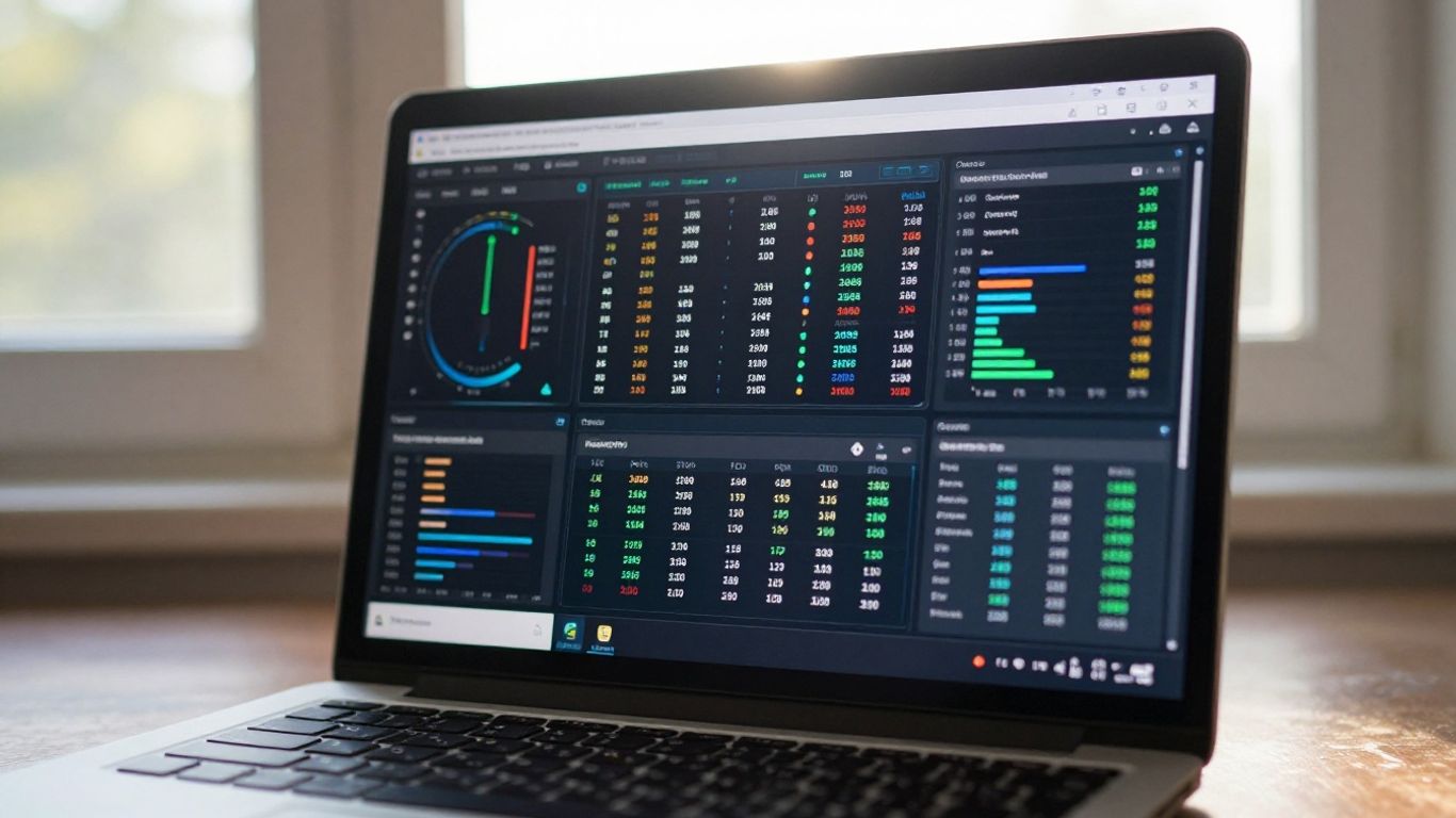 Laptop screen with affiliate marketing performance dashboard.