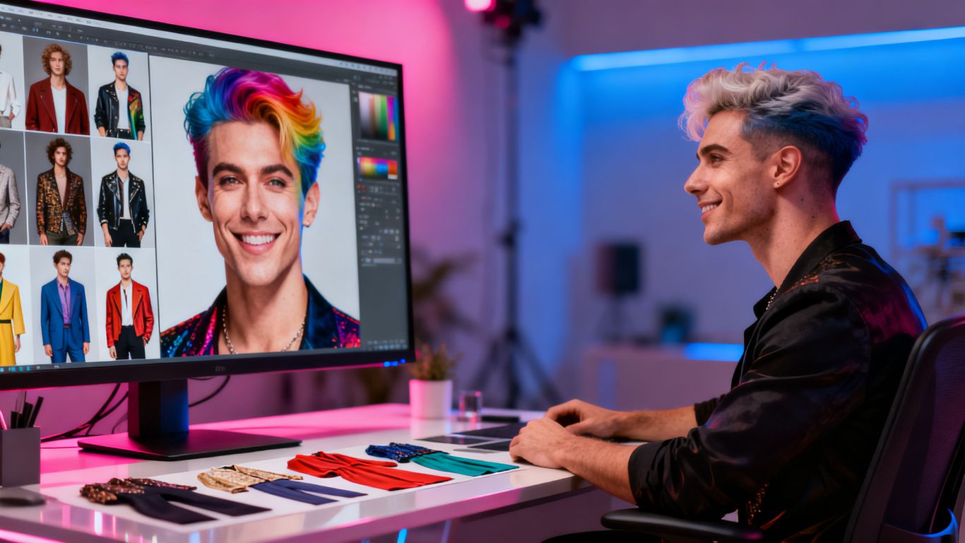 Queer adult AI character portrait studio