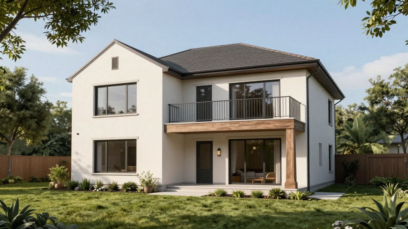 House addition exterior with new architectural details.