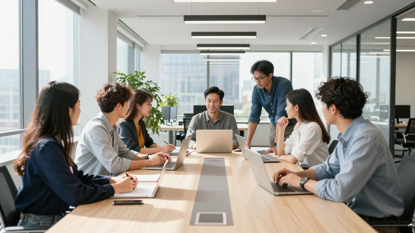 Thrive Internet Marketing Agency team collaborating in a modern office.