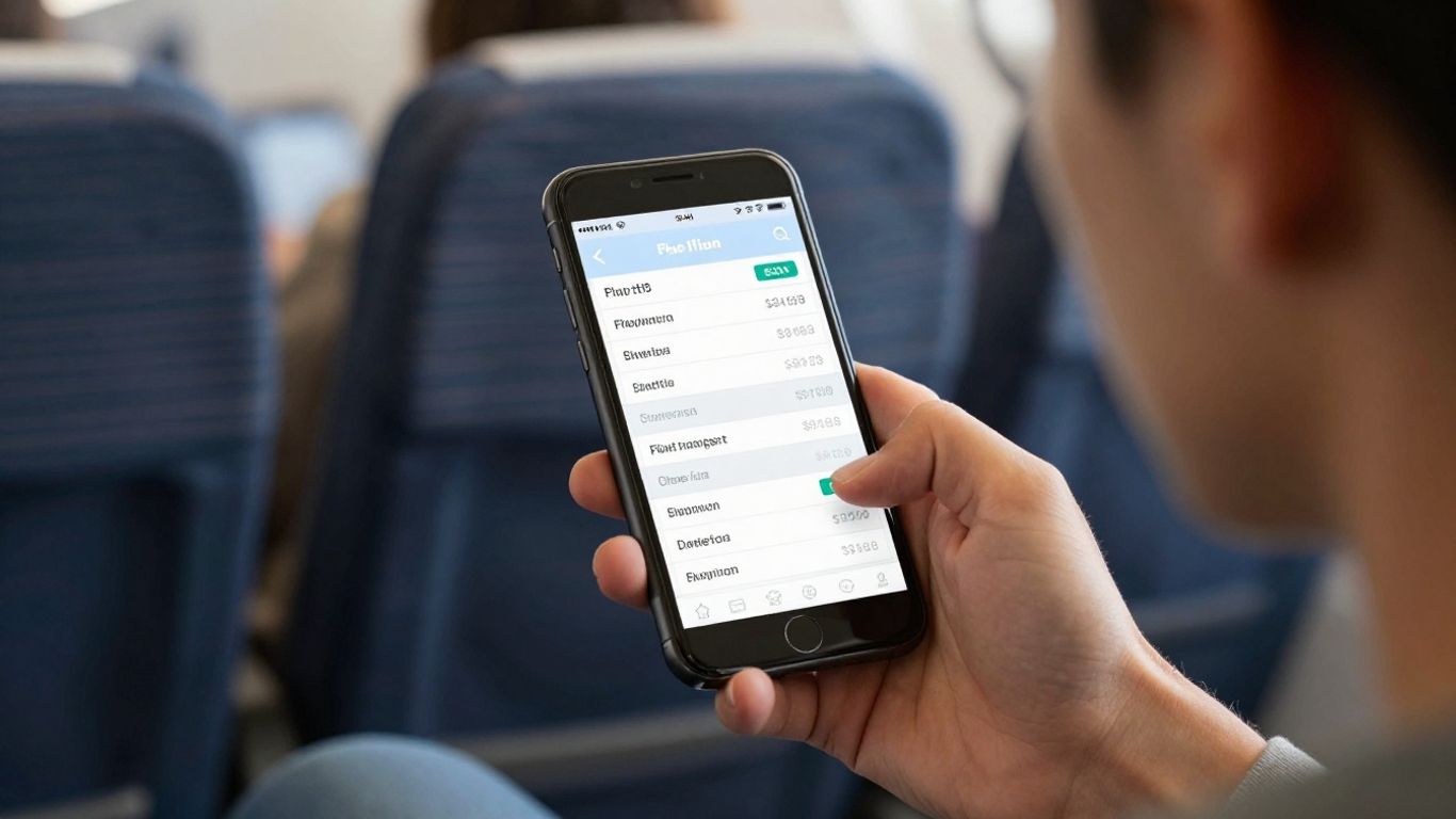 Person booking flights on a smartphone