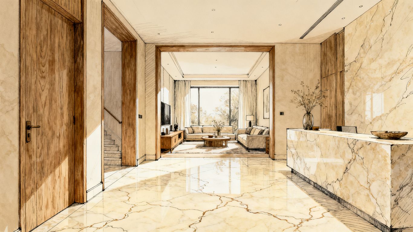 Warm Crema Marfil marble interior flooring