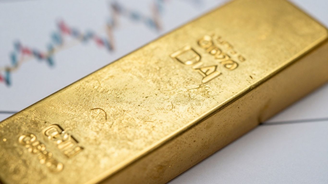 Lingot d'or brillant sur fond flou.
