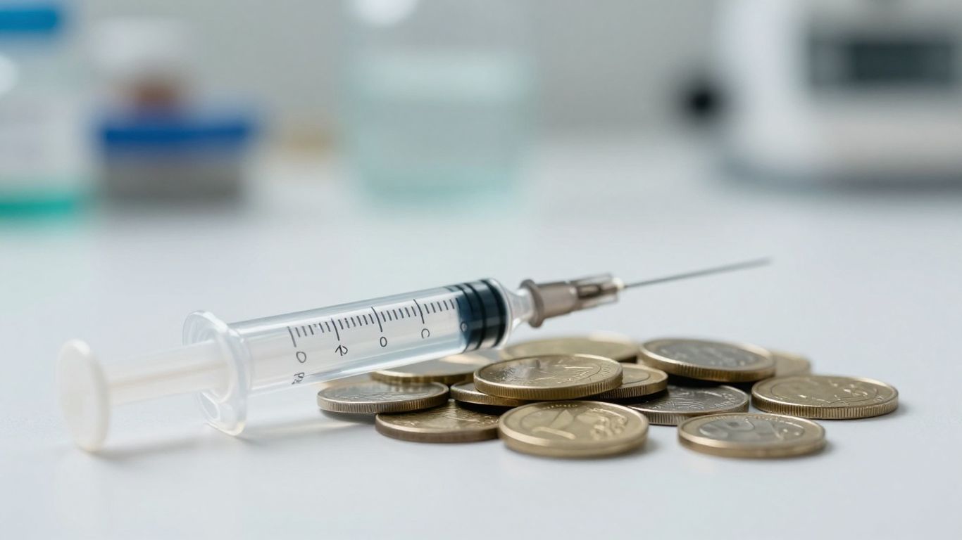 Australian coins and a medical syringe for weight loss injections.