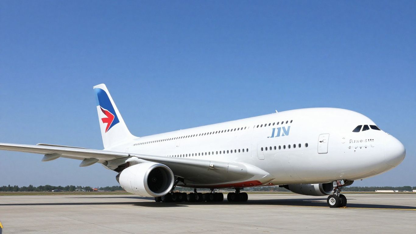 Airbus A380 private jet on tarmac.