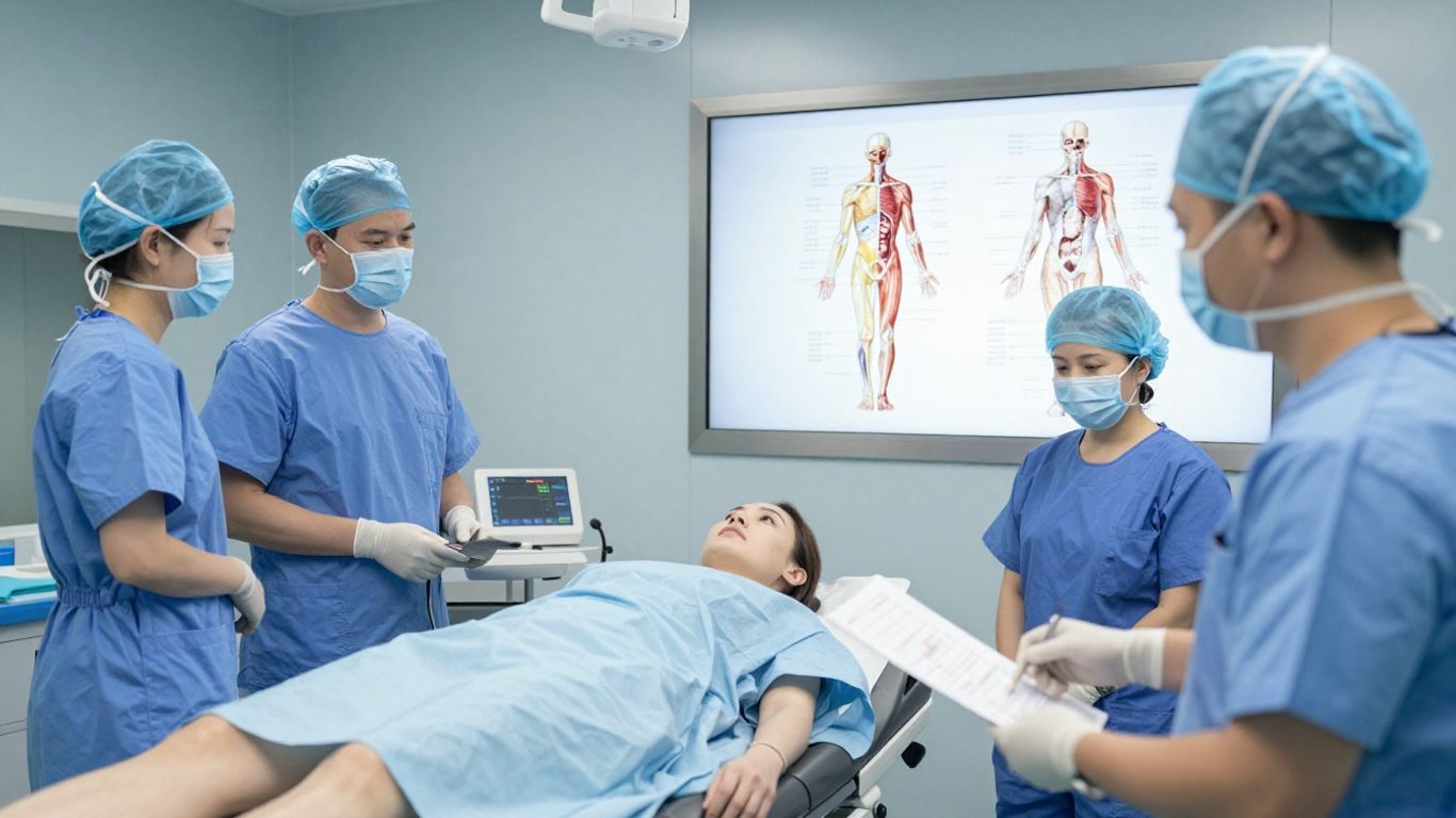 Equipe médica planejando cirurgia para lipedema