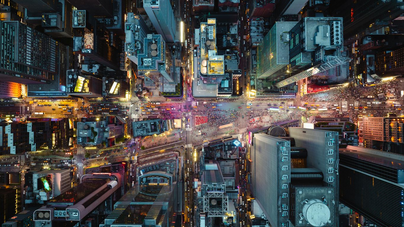 A city filled with lots of tall buildings