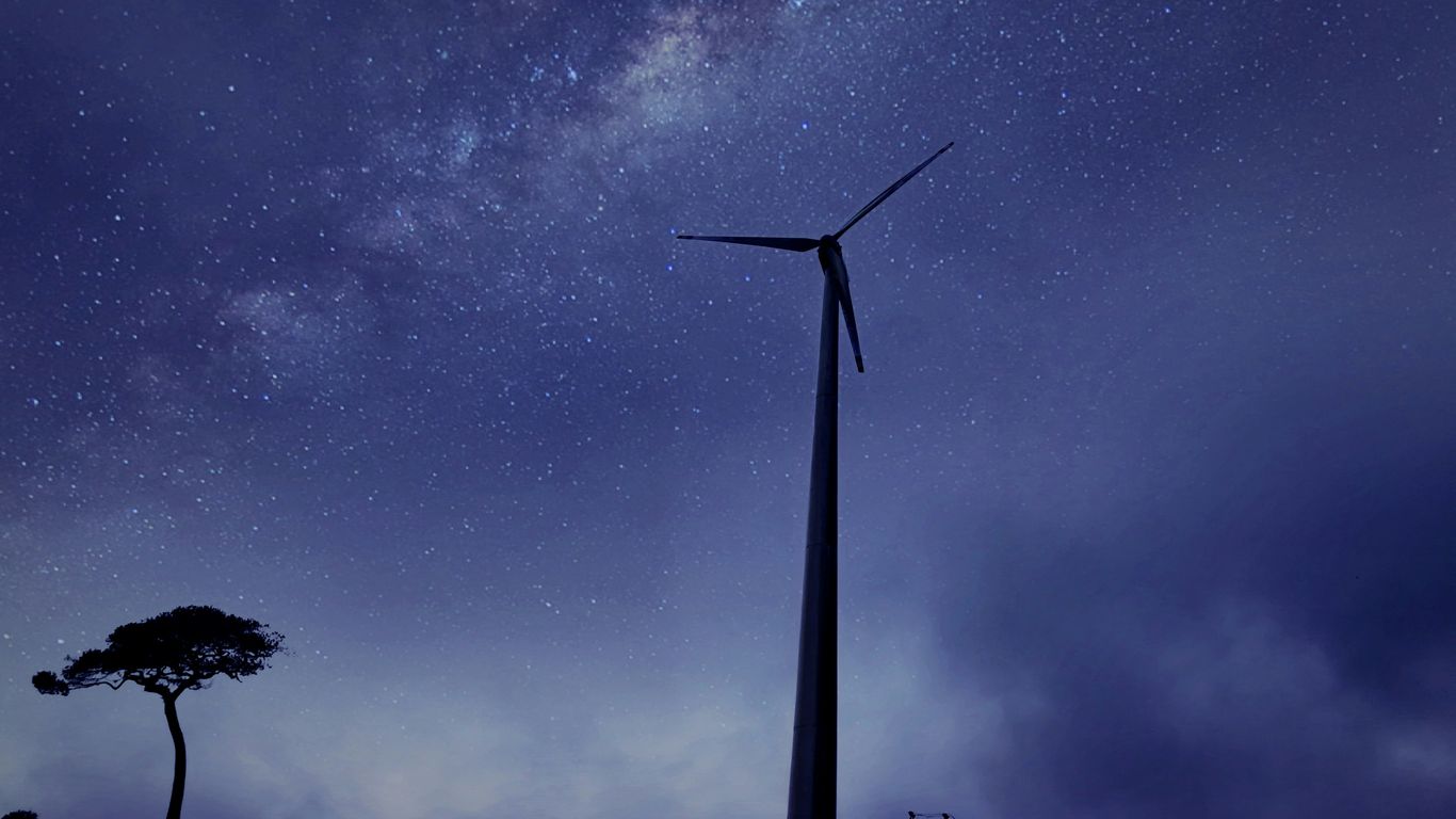 Milky Way photography above windmill