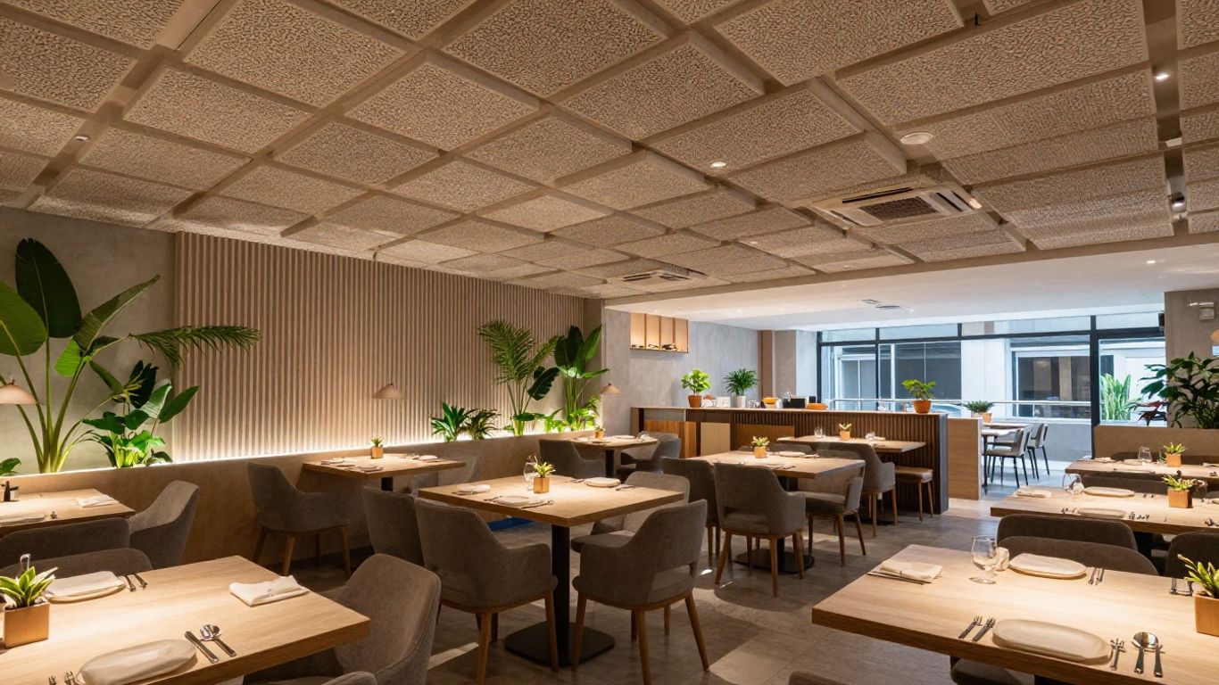 Restaurant acoustic ceiling detail