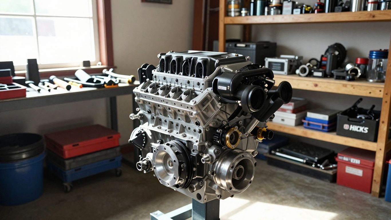 Holden engine in a workshop on the Sunshine Coast.