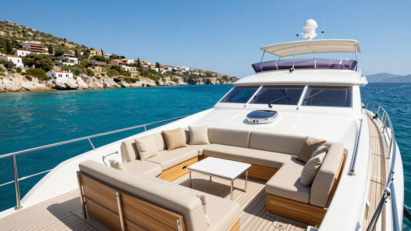 Luxury yacht sailing in Mykonos, Greece