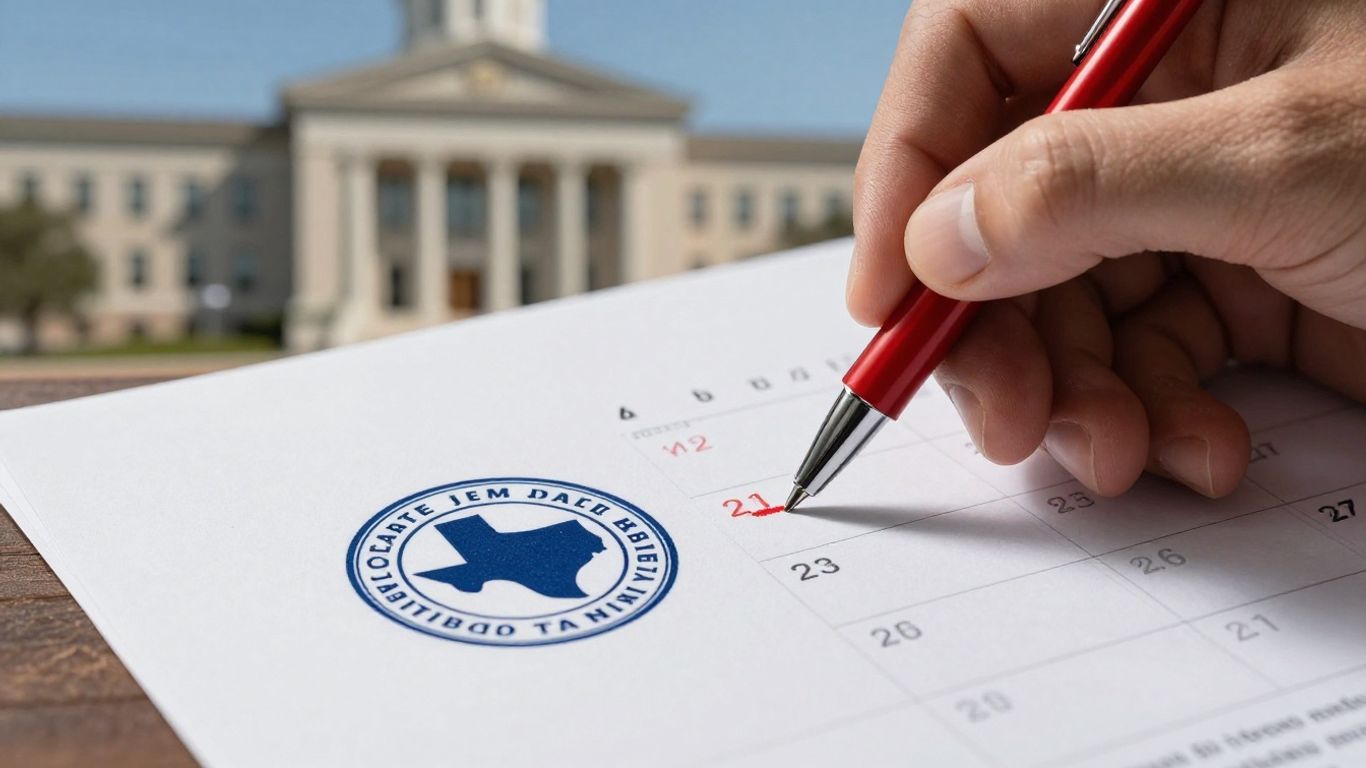 Documento de gravamen de Texas con los plazos del calendario resaltados.