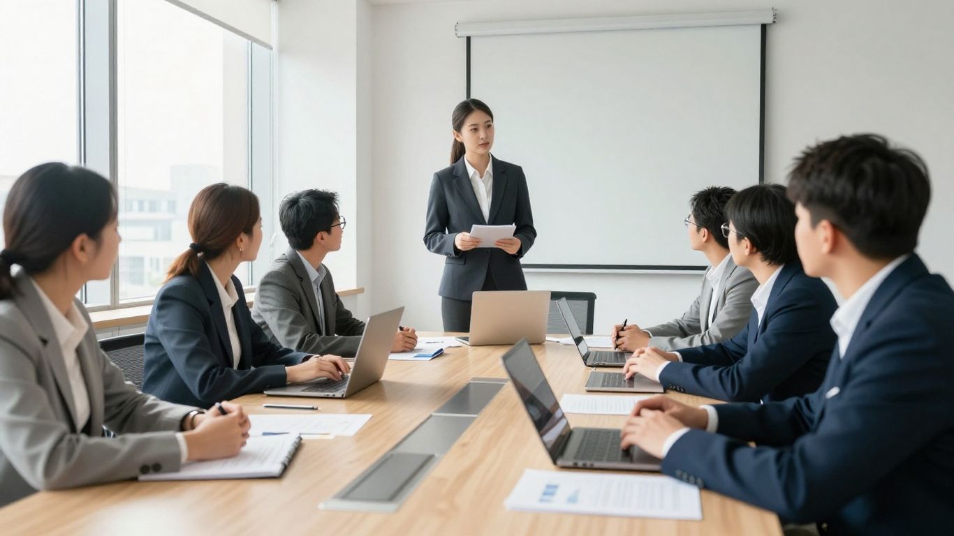 Reunião de negócios sobre agência de tráfego pago.