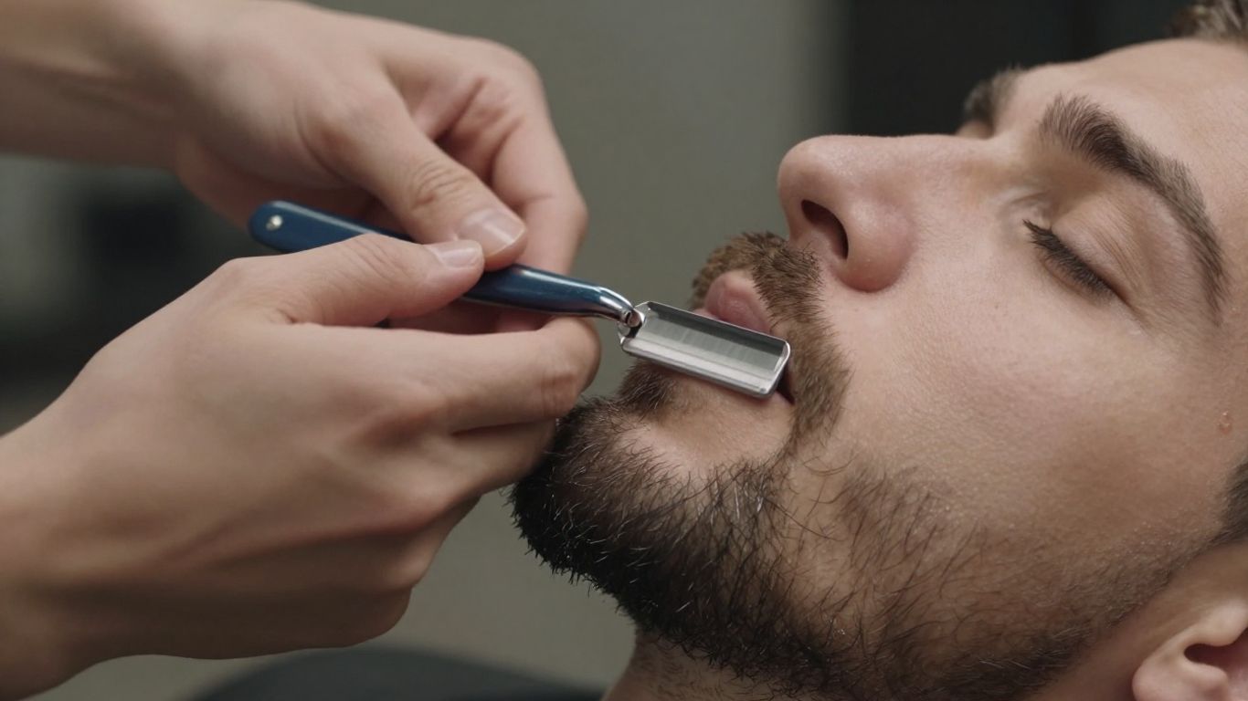 Barber using a straight razor for a precise shave.