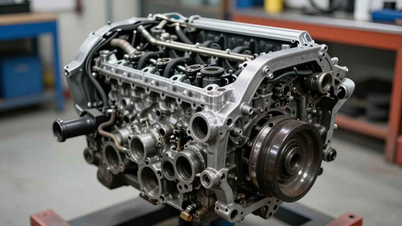 Used Mini Cooper engine in a workshop