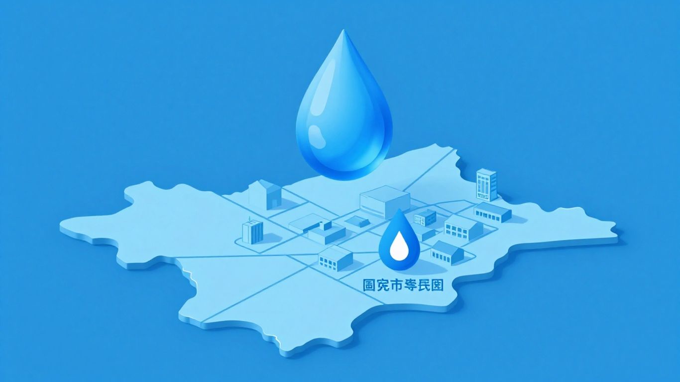 Local municipal water department location on a town map.