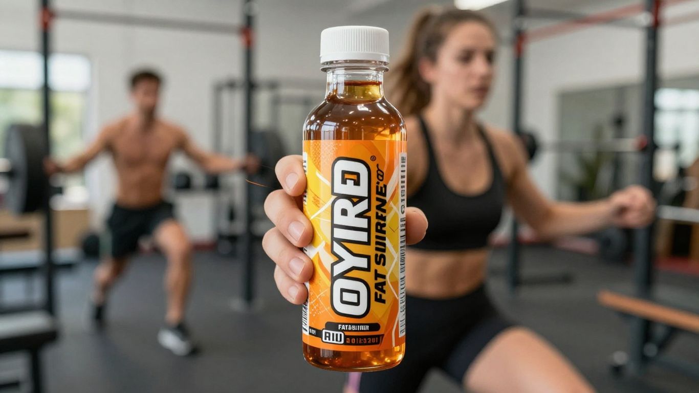 OxyShred Fat Burner bottle with fitness background.